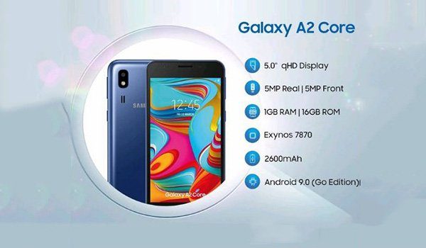 Điện thoại Samsung Galaxy A2 Core với Exynos 7870 SoC giá 1,7 triệu
