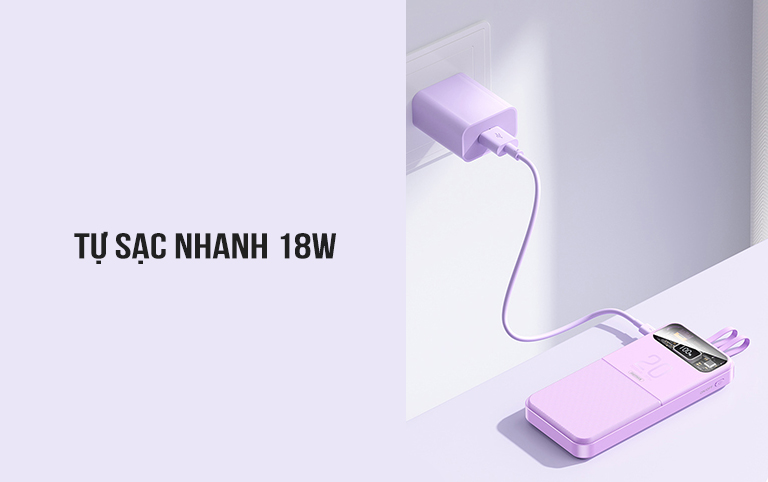 Pin sạc dự phòng kèm cáp 10000mAh 22.5W Remax RPP-619