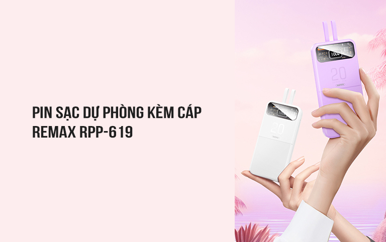 Pin sạc dự phòng kèm cáp 10000mAh 22.5W Remax RPP-619