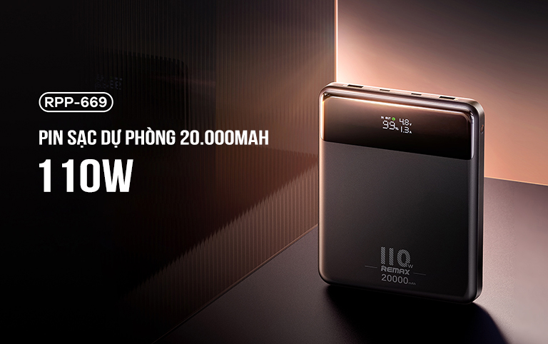 Pin sạc dự phòng 20000mah 110W Remax RPP-669