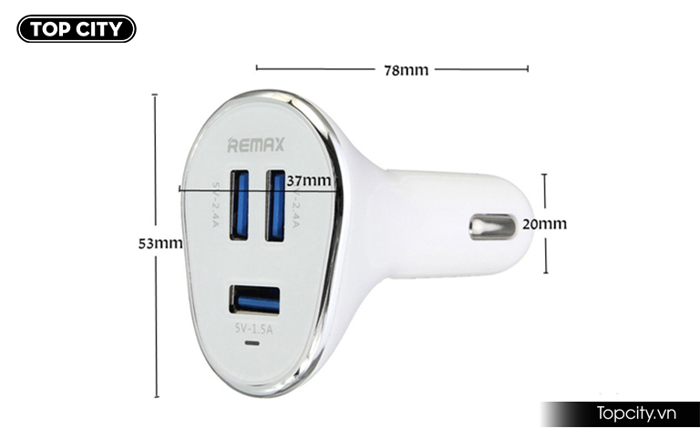 Tẩu sạc ô tô 3 cổng USB Remax RCC-302 