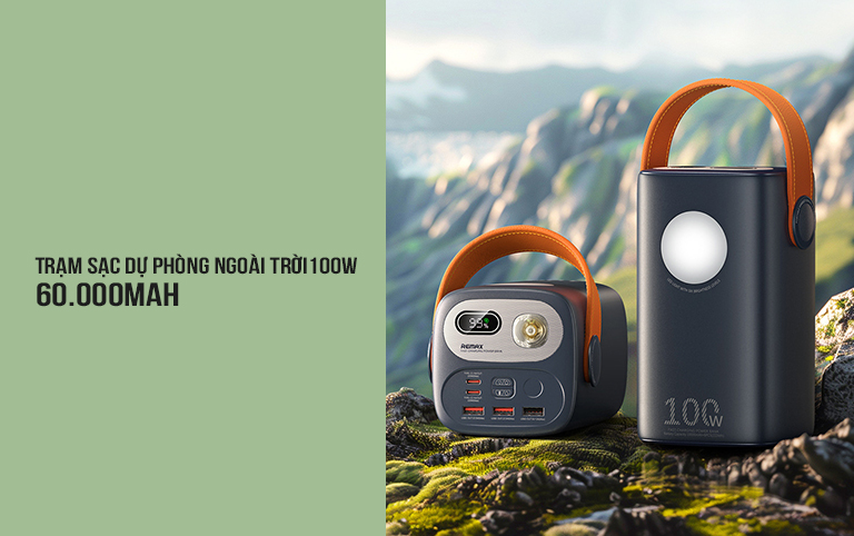 Trạm sạc dự phòng ngoài trời 100W 60000mAh Remax RPP-100