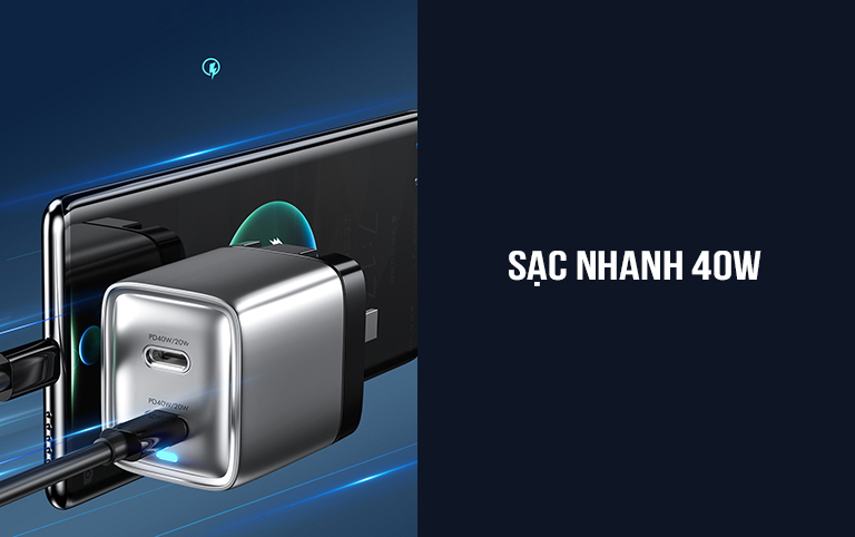 Củ sạc nhanh 2 cổng Type C 40W WP-U02