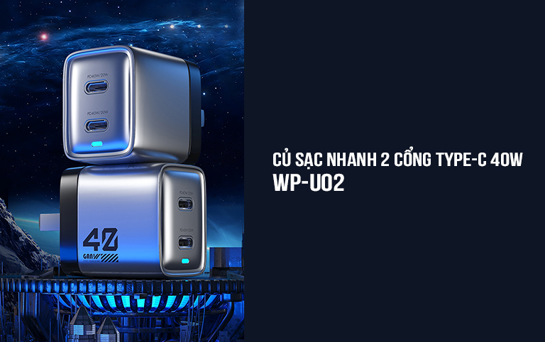 Củ sạc nhanh 2 cổng Type C 40W WP-U02