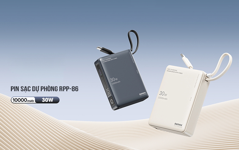 Pin sạc dự phòng kèm cáp 10000mAh 30W Remax RPP-86