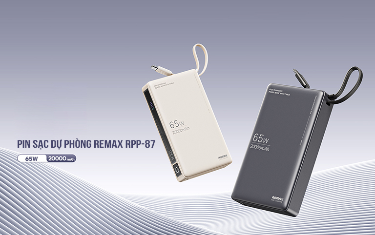 Pin sạc dự phòng kèm cáp 20000mAh 65W Remax RPP-87