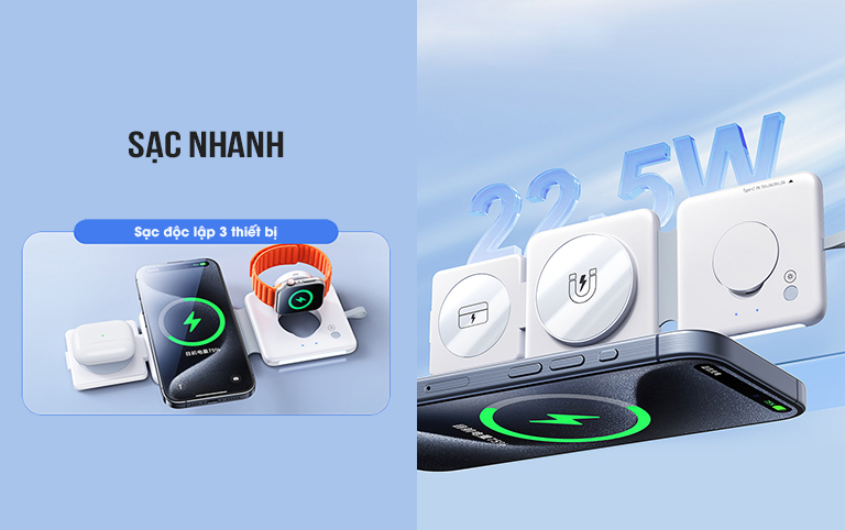 Đế sạc không dây đa năng 22W 3in1 Remax RP-W87