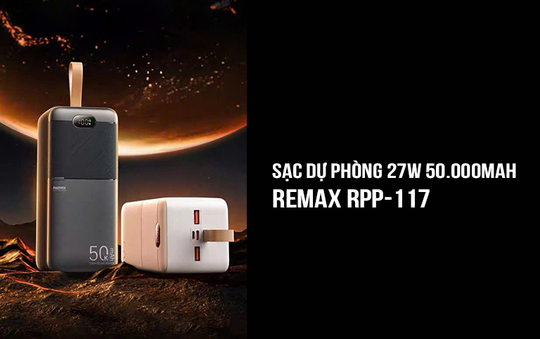 Sạc dự phòng Remax 27W 50000mAh  RPP-117