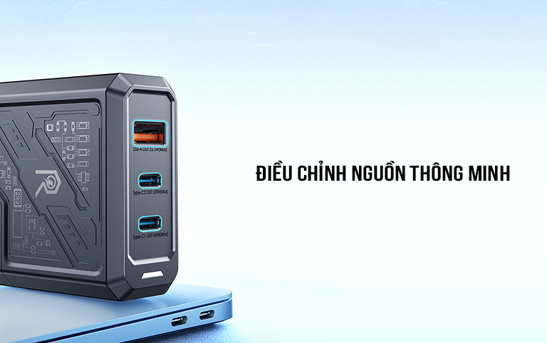 Củ sạc nhanh GaN 3 cổng 65W Remax RP-U108